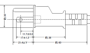 プラグ付電源コード　１５Ａ(12A可)１２５Ｖ２Ｐ＋Ｅ