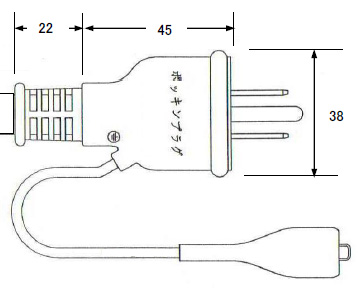 ポッキンプラグ・アースクリップ付電源コード　１５Ａ(12A可)１２５Ｖ２Ｐ