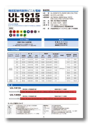 ミリオン 機器配線用耐熱ビニル電線 UL1015/UL1283